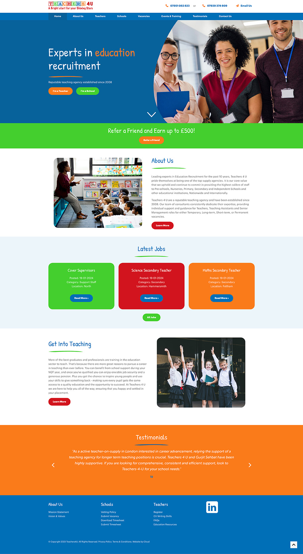 teachers4u education recruitment company web design